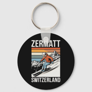 Retro Zermatt Schweiz Skigebiet Schlüsselanhänger