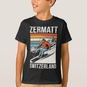 Retro Zermatt Schweiz Skigebiet T-Shirt