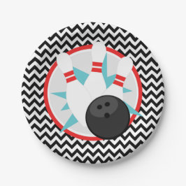 Retro Zickzack Bowling Paper Party Teller