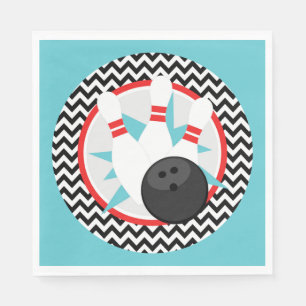 Retro Zickzack Bowling Party Paper Napkins Serviette