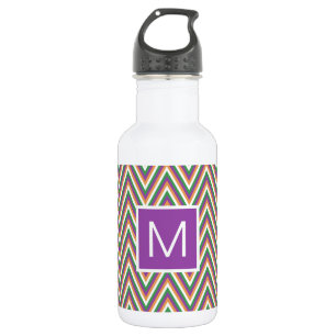 Retro Zickzack Muster Cool Monogramm Edelstahlflasche