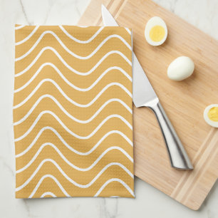 Retro Zickzack Muster Yellow Zigzag Geschirrtuch