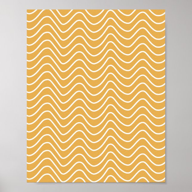 Retro Zickzack Muster Yellow Zigzag Poster (Vorne)