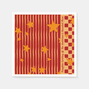 Retro Ziegelrot Sternenstreifen Halloween-Party Serviette