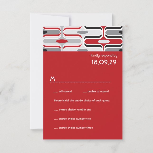 Retro Zig Zag Motif Art moderne Mariage RSVP (Devant)