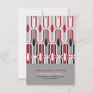 Retro Zig Zag Muster Moderne Kunst Hochzeitsempfan Einladung