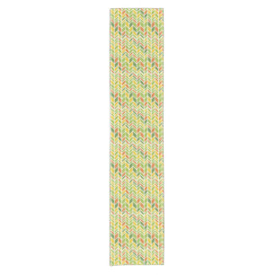 Retro Zig-Zag Orange & Green Zickzack Kurzer Tischläufer
