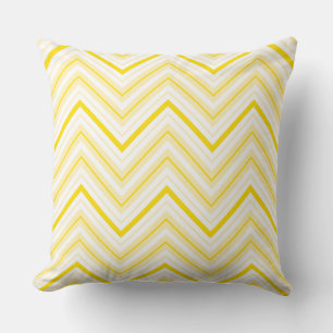 Retro Zigzag Muster Gelb & Weiß Kissen