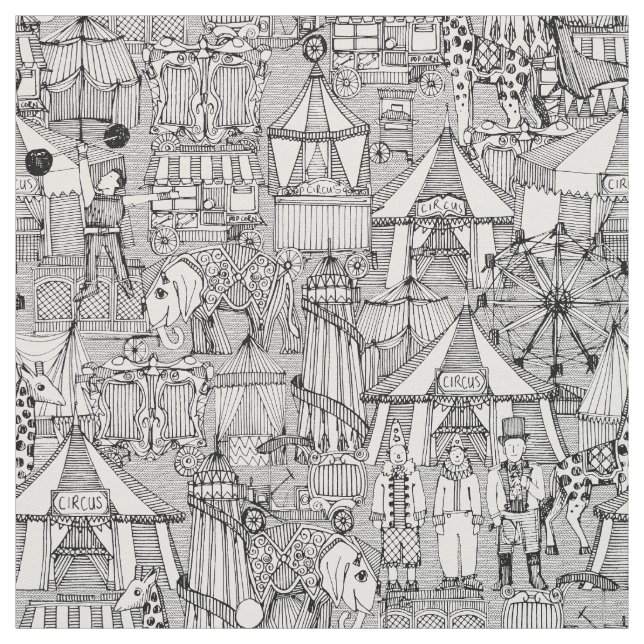 retro Zirkus Schwarz-weiß Stoff (Muster)