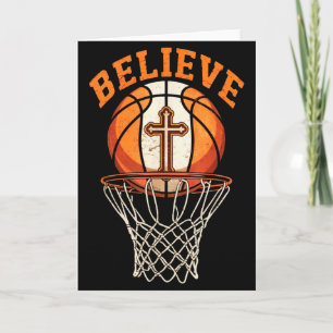 Retro-Zitat Glaube Christliches Basketball-Motiv Karte