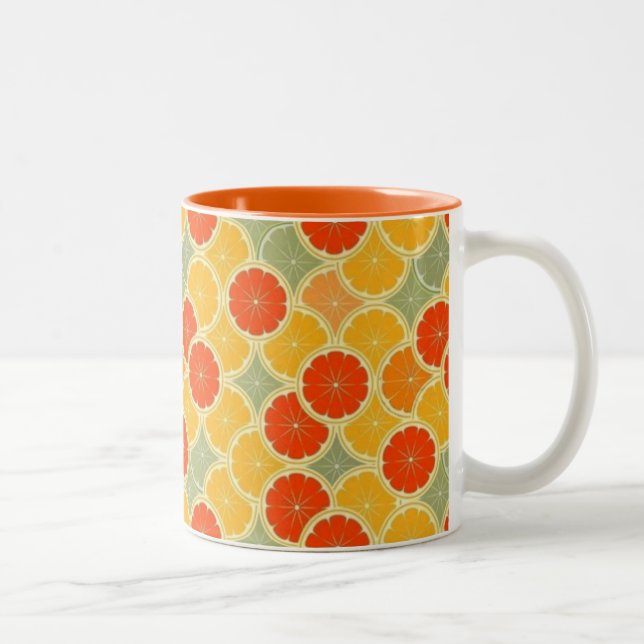 Retro Zitrusfrucht nett Zweifarbige Tasse (Rechts)