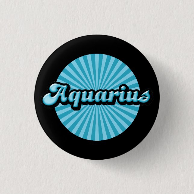 Retro Zodiac Aquarius Button (Vorderseite)