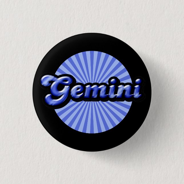 Retro Zodiac Gemini Pinback Button (Vorderseite)