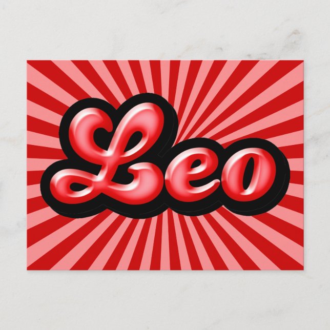 Retro Zodiac Leo Postkarte (Vorderseite)