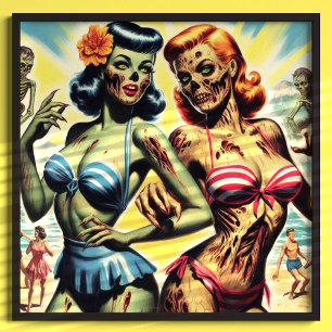 Retro-Zombie-Buttone Poster