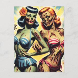 Retro-Zombie-Buttone Postkarte