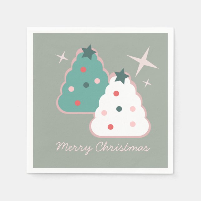Retro Zucker Cookies Groovy Weihnachten Serviette (Vorderseite)