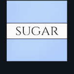 Retro-ZUCKER Hübsch blau - Streifen Leinwanddruck<br><div class="desc">Dieses lustige,  nostalgische Design zeigt Text in einem breiten weißen Mittelstreifen,  der mit schwarzen Pinstreifen gegen hellblau gelbe Streifen im Hintergrund hervorgehoben wurde. Der SUGAR-Text kann personalisiert sein.</div>
