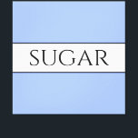 Retro-ZUCKER Hübsch blau - Streifen Leinwanddruck<br><div class="desc">Dieses lustige,  nostalgische Design zeigt Text in einem breiten weißen Mittelstreifen,  der mit schwarzen Pinstreifen gegen hellblau gelbe Streifen im Hintergrund hervorgehoben wurde. Der SUGAR-Text kann personalisiert sein.</div>