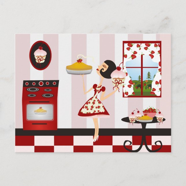 Retro Zuhause Cooking Rezept Postkarte (Vorderseite)