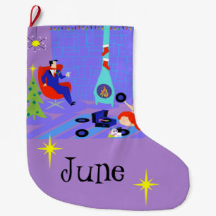 Retro Zuhause für den Feiertags-WeihnachtsStrumpf Großer Weihnachtsstrumpf