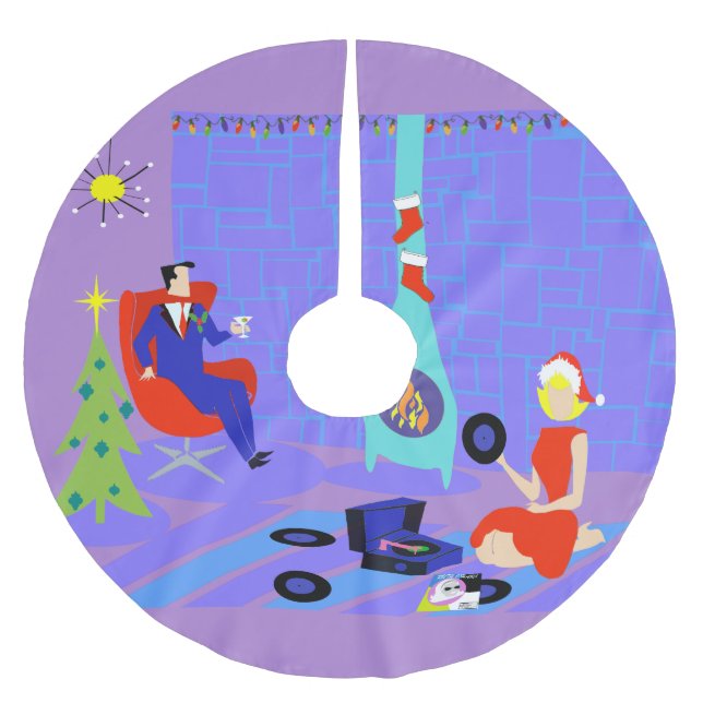 Retro Zuhause für den Polyester Weihnachtsbaumdecke (Vorderseite)