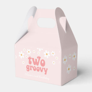 Retro zwei Groovy Pink Daisy Geschenktüten Geschenkschachtel