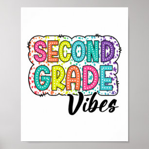 Retro-Zweite-Klasse-Vibes Zurück zur Schule 2. Kla Poster
