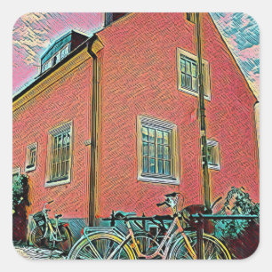 Retro-Zyklusarbeit Quadratischer Aufkleber