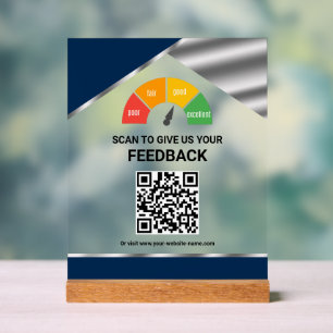 Retroaction client code QR sans contact bleu marin