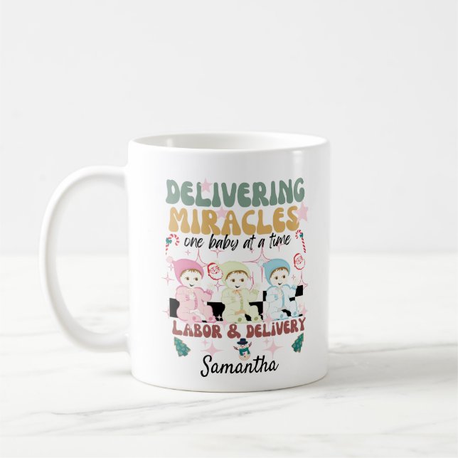Retroarbeit und Krankenschwester Weihnachten Kaffeetasse (Links)