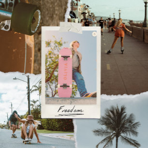 Retroästhetische Trendrosa und rote Skateboard