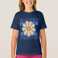 Retroblau florale Typografie Blume Liebhaber