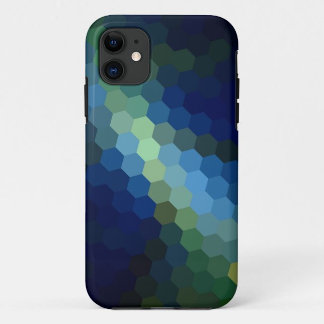 Retroblau Hexagon nahtlose abstrakte Kunst Case-Mate iPhone Hülle (Rückseite)