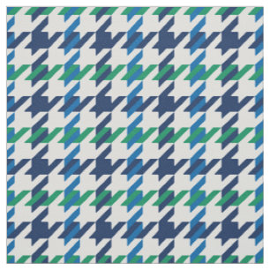 Retroblau und grünes Hahnentrittmuster kariertes  Stoff