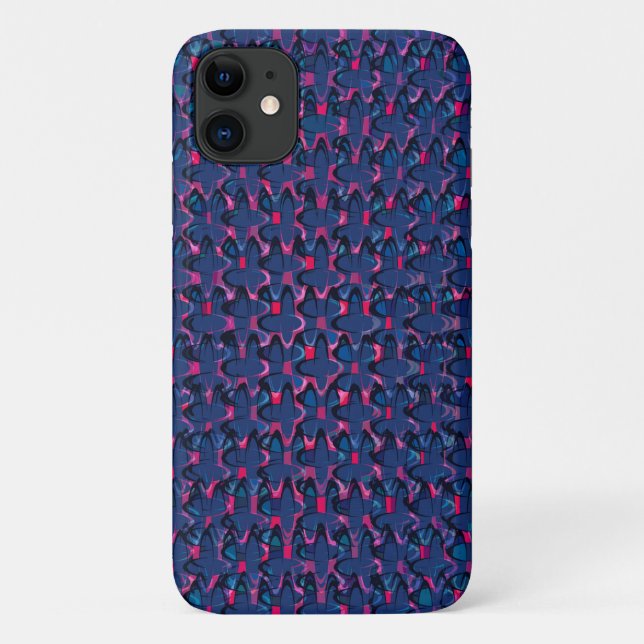 Retroblau und rosa Muster Case-Mate iPhone Hülle (Rückseite)