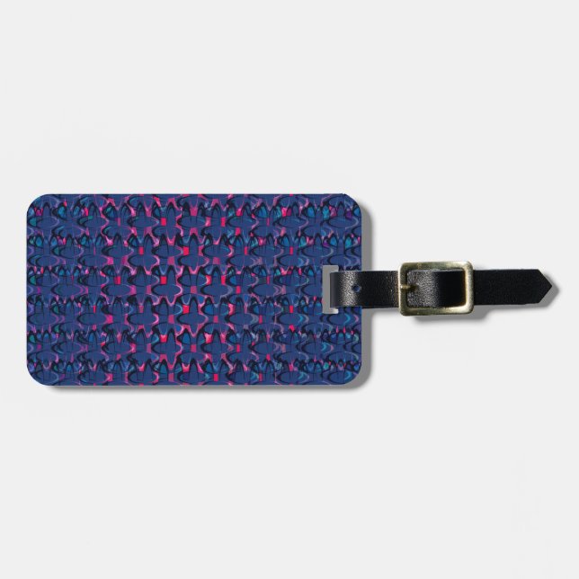 Retroblau und rosa Muster Gepäckanhänger (Vorderseite horizontal)