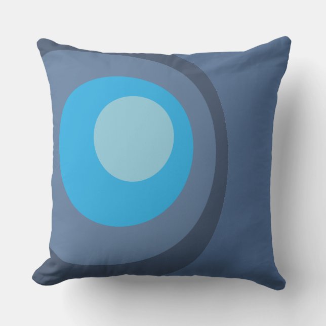 Retroblaue Kreise Kissen (Vorderseite)