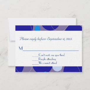 Retroblaue Kreise und ovale Royal Response Card RSVP Karte
