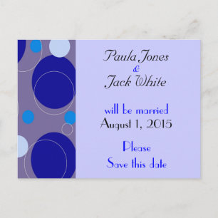 Retroblaue Kreise und Ovale Royal Save-the-Date-Ka Ankündigungspostkarte