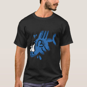Retroblauer Pop-Art-Fisch Süßer Comic-Stil-Cartoon T-Shirt