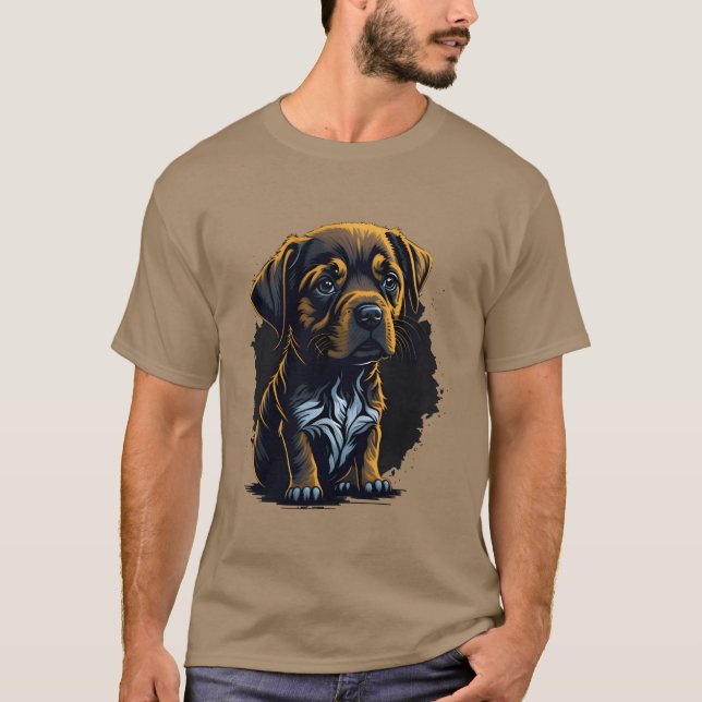 Retroboy mit traurigem Hund T-Shirt (Vorderseite)