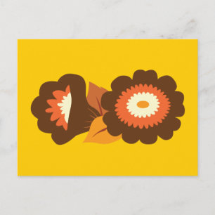 Retrobraune Blumen Postkarte