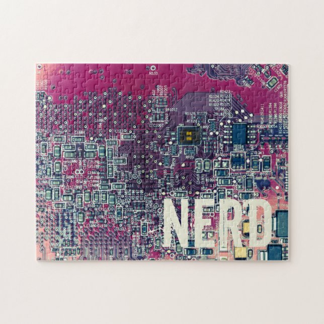 Retrodesign der roten Platine für Nerd (Horizontal)