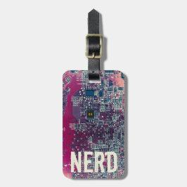 Retrodesign der roten Platine für Nerd Gepäckanhänger