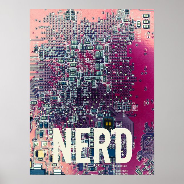 Retrodesign der roten Platine für Nerd Poster (Vorne)