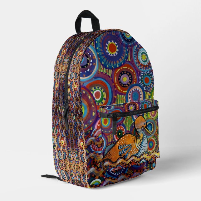 Retroente Bedruckter Rucksack (Rückseitige Ecke links)