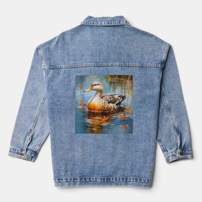 Retroente Pintail Duck Niedlich Duck Duck Wasserfa Jeansjacke (Rückseite)