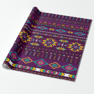 Retrofarben Stamm Vintag nahtlose navajo-Patrone Geschenkpapier