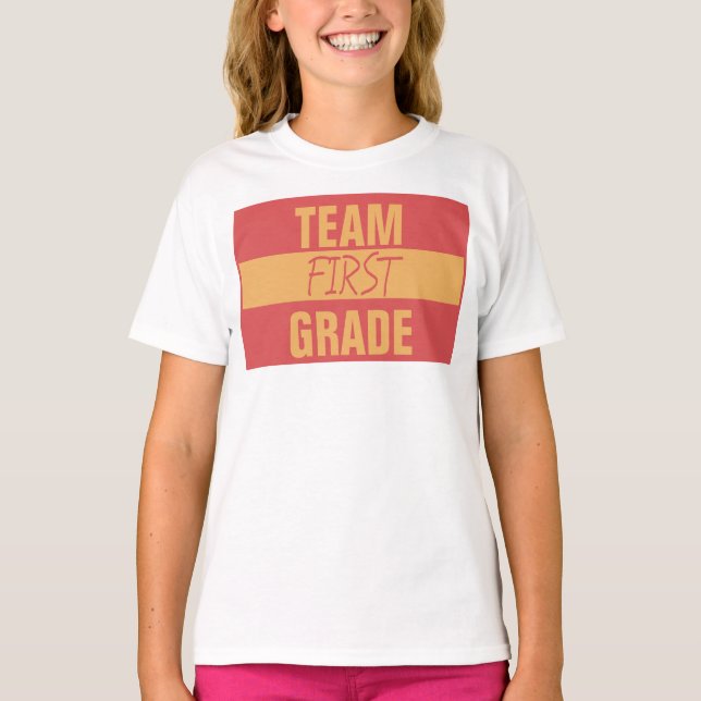 Retrofarben Streifen der ersten Stufe des Teams T-Shirt (Vorderseite)